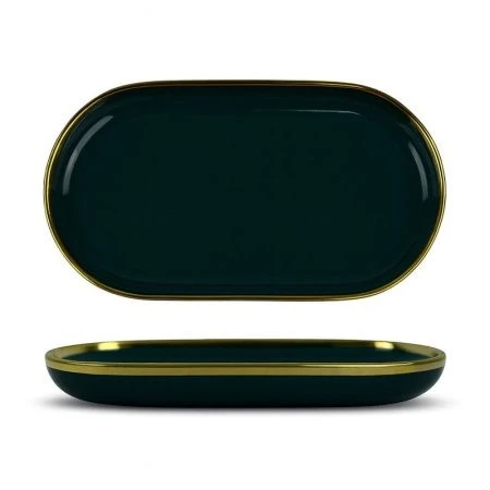 Тарелка мелкая 30см керамика GRAZIA темно-зеленый овальная