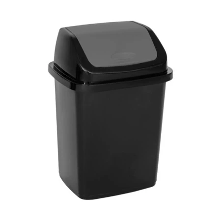 Контейнер для мусора 18л 31*27,5*33,5см пластик КОМФОРТ черно-серый с подвижной крышкой (12)