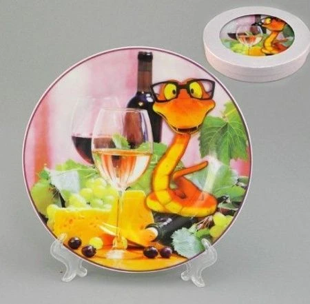 яяяТарелка декоративная настенная 20см с подставкой ПОЛНАЯ ЧАША подар.уп. (48)