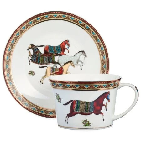 Чайный набор 8пр фарфор ЛОШАДЬ на 4 персоны 250мл (8)