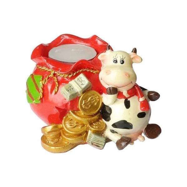 Подсвечник КОРОВА С ДЕНЬГАМИ h=7см l=11см кор (64)