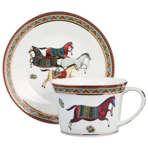 Чайный набор 8пр фарфор ЛОШАДЬ на 4 персоны 250мл (8)
