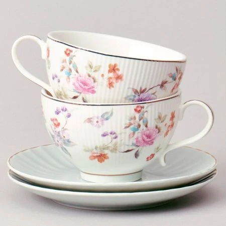 Чайный набор 4пр фарфор ВРЕМЕНА ГОДА на 2 персоны 250мл голубой (12)