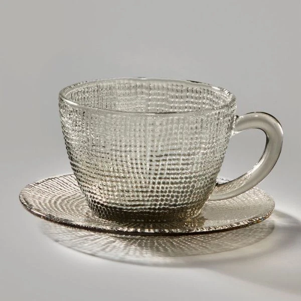 Чайный набор 2пр стекло TEMPO GREY на 1 персону 350мл (12)