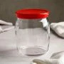 Банка для сыпучих продуктов 940мл стекло ЧЕШНИ с красной пласт.крышкой (6)