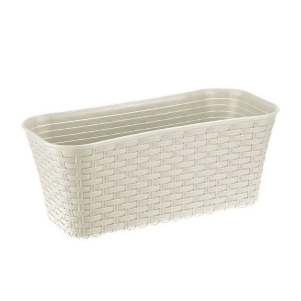 Балконный ящик 40см пластик РОТАНГ белый ротанг (10)