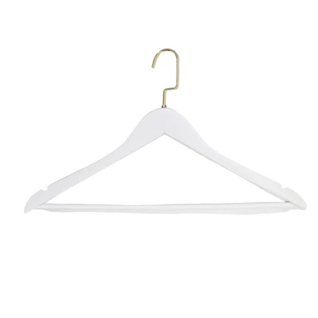 Вешалка-плечики дерево 45см белая, цвет крючка золото (100)