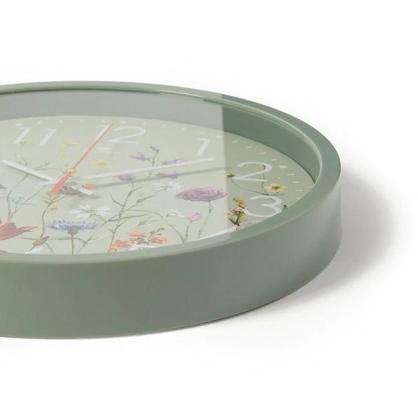 Часы настенные 30см пластик РУБИН Гербарий оливковый (10)