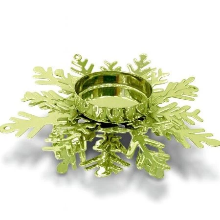 Подсвечник новогодний СНЕЖИНКА 3*11см металл лимонное золото LF-4006G-3HT/JC-16314 (360)