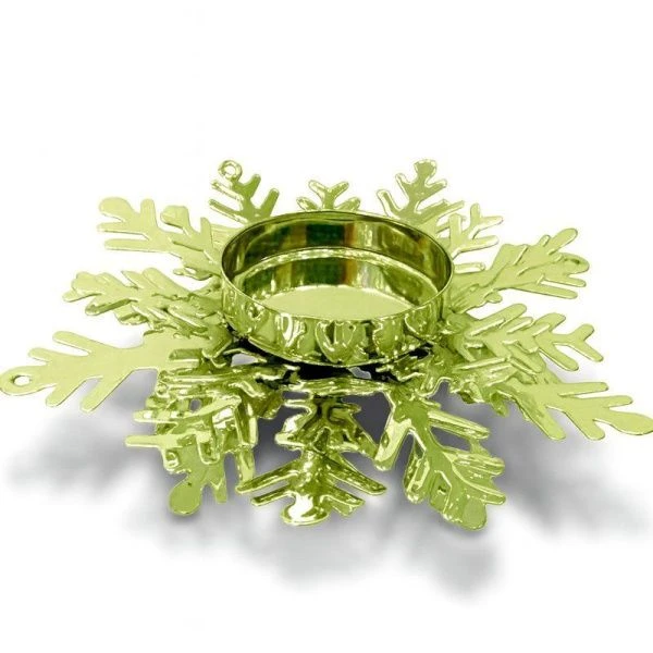 Подсвечник новогодний СНЕЖИНКА 3*11см металл лимонное золото LF-4006G-3HT/JC-16314 (360)