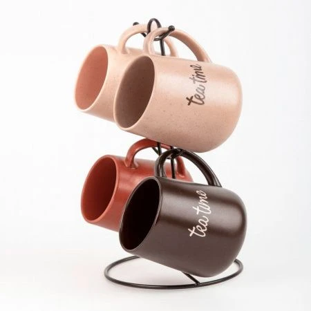 Набор кружек 4пр 380мл керамика на мет.подставке (6)