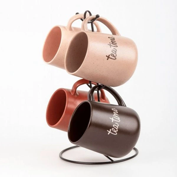 Набор кружек 4пр 380мл керамика на мет.подставке (6)