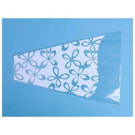 Пакет цветочный Конус полипропилен Милана с рис. белый 30/40см (50/500)