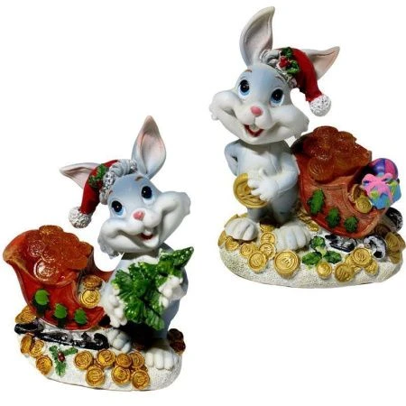 Фигурка с подсветкой Кролик / Заяц с монетами полистоун 12см 2 вида S2880006
