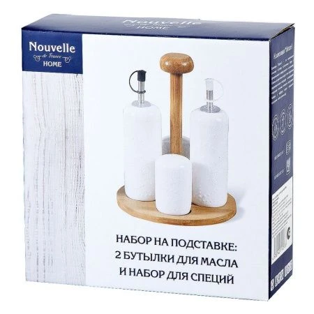 Набор для специй 4пр 17*17*20см (солонка, перечница, бутылки для масла) фарфор Naturel (6) ВЫВОД
