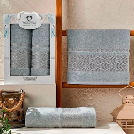 Набор полотенец махровые 2пр 50*80/70*130см TWO DOLPHINS LAGUNA 380гр подар.уп.