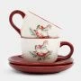 Чайный набор 4пр керамика Лошадка Festival на 2 персоны 220мл красный ANLAF-FDH-0303-10