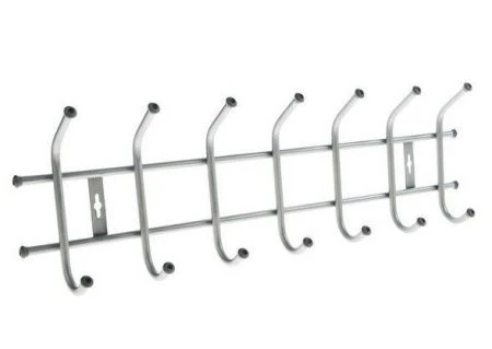 яяяВешалка 7 крючков настенная ВНТ7 металл 695*215мм серебро (5) ВЫВОД