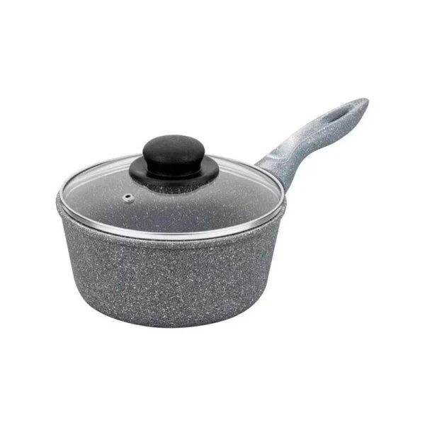 Ковш 2л алюминий АП МРАМОР со стекл.крышкой 18см К-200МВ (9)