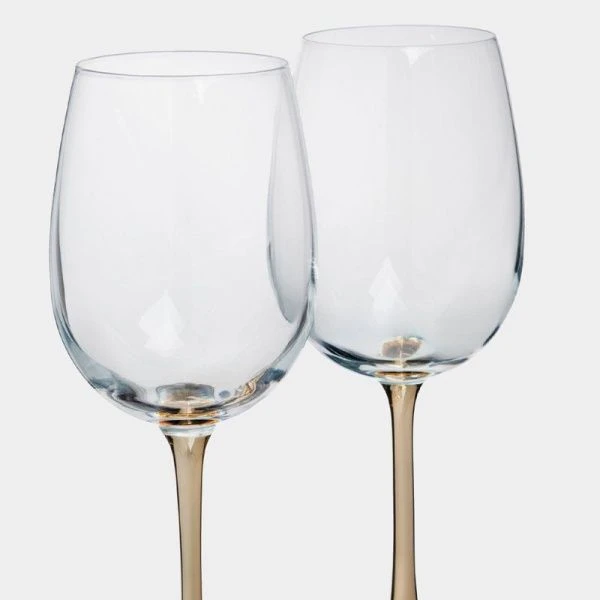 Бокалы для белого вина набор 2шт 430мл стекло Ravello золотая ножка ANLAF-EOTU06