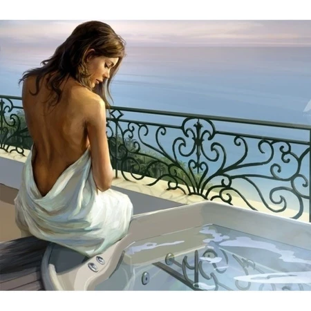 Набор для творчества Картина Задумчивая 50*40 (пластм. цв. матовые стразы/текстиль) подар.уп.