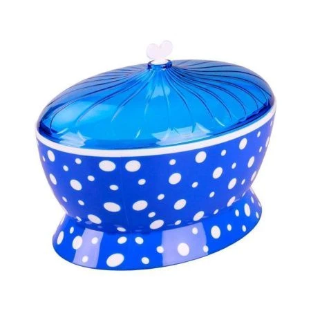 ЯЯЯСухарница Горошек 1,6л с крышкой бело-синяя (14) ВЫВОД