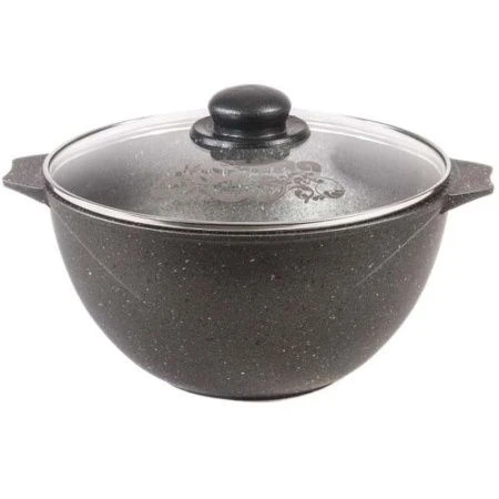 Казан для плова 6л алюминий АП ГРАНИТ стекл.крышка (3)