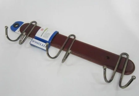 яяяВешалка 3 крючка дерево/хром 40см АЕ-91903 (10)