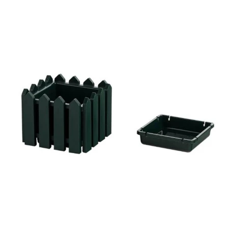 Кашпо 19,5*19,5*16см пластик ЛАРДО квадратное малое темно-зеленое (12)