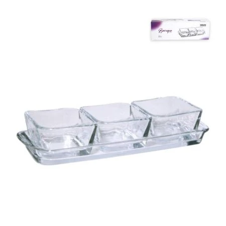 Менажница 3 секции 23*7*4,5см 60мл*3шт стекло Baroque подар.уп. PD1278GCL (12)