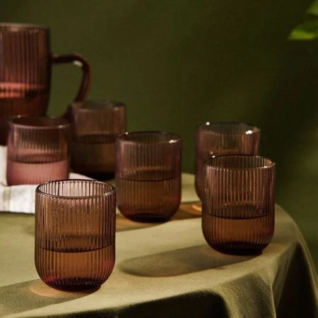 Стаканы набор 6шт 260мл стекло МОДЕРН розовый 7,5*9,5см