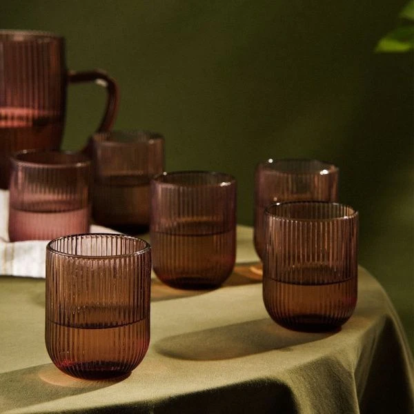 Стаканы набор 6шт 260мл стекло МОДЕРН розовый 7,5*9,5см Стаканы набор 6шт 260мл стекло МОДЕРН розовый 7,5*9,5см