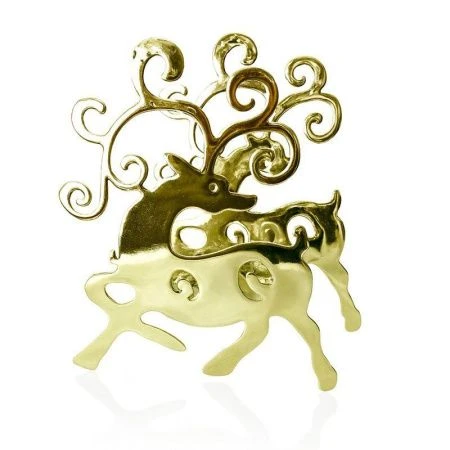 Подсвечник новогодний ОЛЕНЬ 9*8*4,5см металл лимонное золото LF-1030GT2/JC-16326 (320)