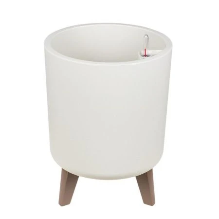 Кашпо 19л d300мм пластик ФЛОРИАН высокое с автополивом 300*300*303мм белый ротанг (1)