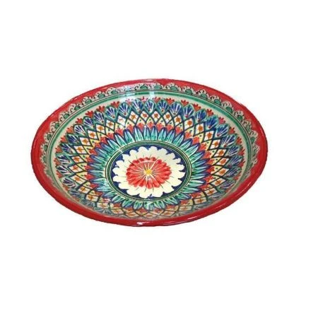 Фруктовница 25см керамика красная круглая (10)