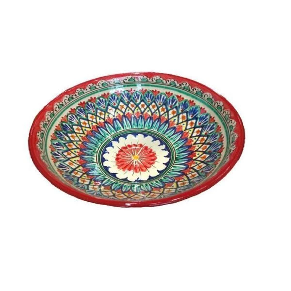 Фруктовница 25см керамика красная круглая (10)