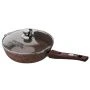 Сковорода 26см алюминий АП ГРАНИТ BROWN съемная ручка стекл.крышка (4)