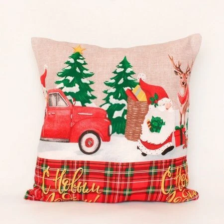 Подушка декоративная 40*40 (+-5 см) рогожка LeSonnet рис. Новогодние приключения