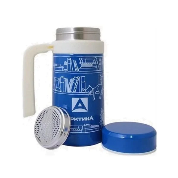 Термокружка автомобильная 500мл нерж.сталь Арктика пласт.корпус синий арт. 412-500 ВЫВОД