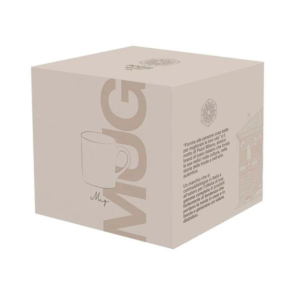 Кружка 400мл фарфор Deco бело-бежевая с золотистым кантом Круги и квадраты подар.уп. PM-0123/DECO (1