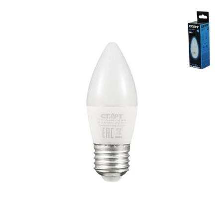 Лампа светодиодная стекло СТАРТ LEDCandle 7W-E27 (холодный свет) 65WS (10/100)