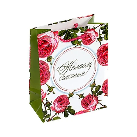 Пакет бумажный 18*23*10см вертикальный Желаем счастья  12/1006 (12/144)