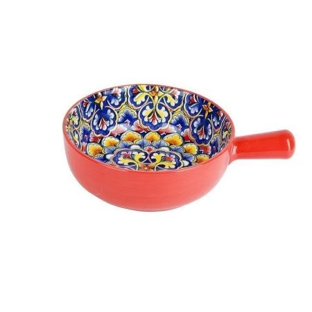 Кокотница с ручкой 700мл 20,3*15,3*5,5см фарфор Arabesque красный подар.уп. (36)