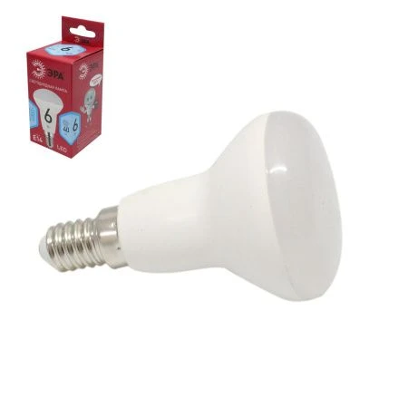 Лампа светодиодная стекло ЭРА LED smd R50-6w-840-E14 (белый свет) 68211