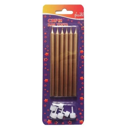 Набор свечей для торта стеарин Металлик 6шт. 12,5см золото (48) Набор свечей для торта стеарин Металлик 6шт. 12,5см золото (48)