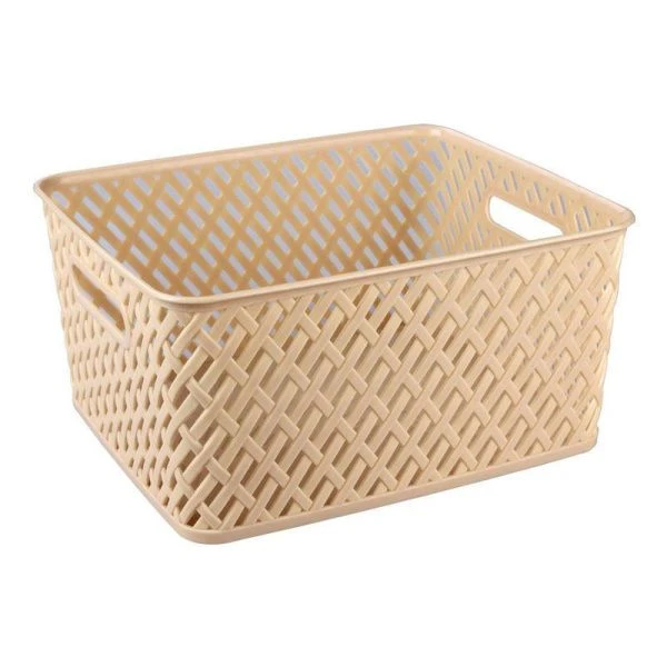 Корзина для белья 350*290*175мм пластик ПЛЕТЕНКА бежевая (9/10)