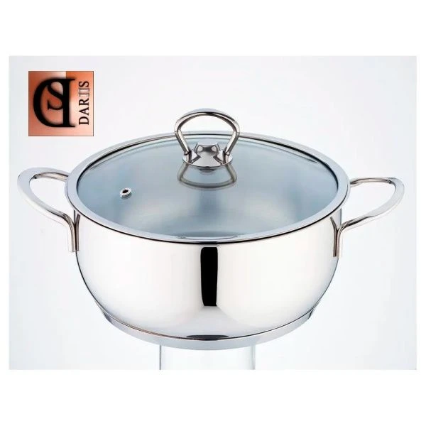 Кастрюля 12л нерж.сталь Dariis senso со стекл.крышкой 30см HUR-S-14146 (3)