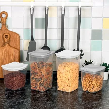 Емкость для сыпучих продуктов 1л 115*130*125мм пластик квадрат смоки (18) ВЫВОД