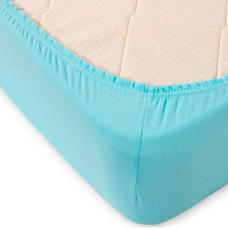 Простыня на резинке 140*200*20 трикотаж LUXE голубой