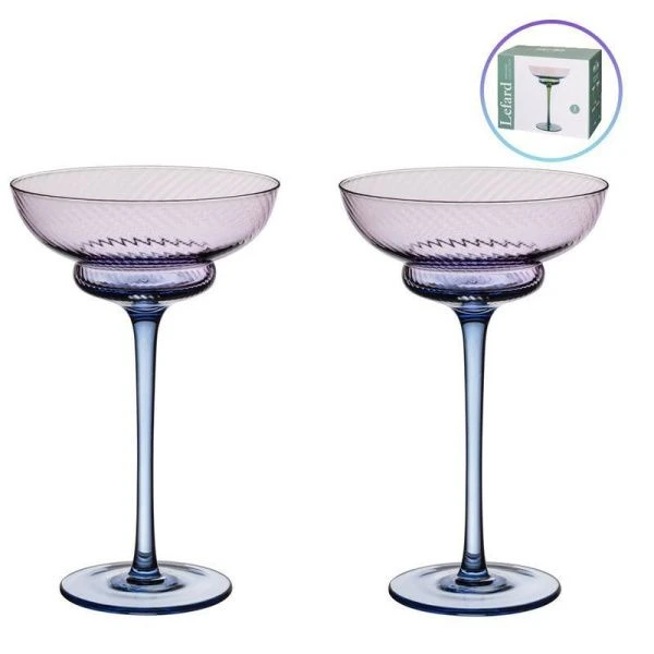 Креманки набор 2шт 220мл стекло Twist & Shine фиолетовый (8)